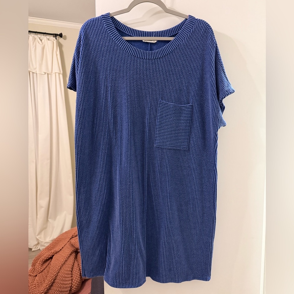 Entro Blue Ribbed Knit Dress